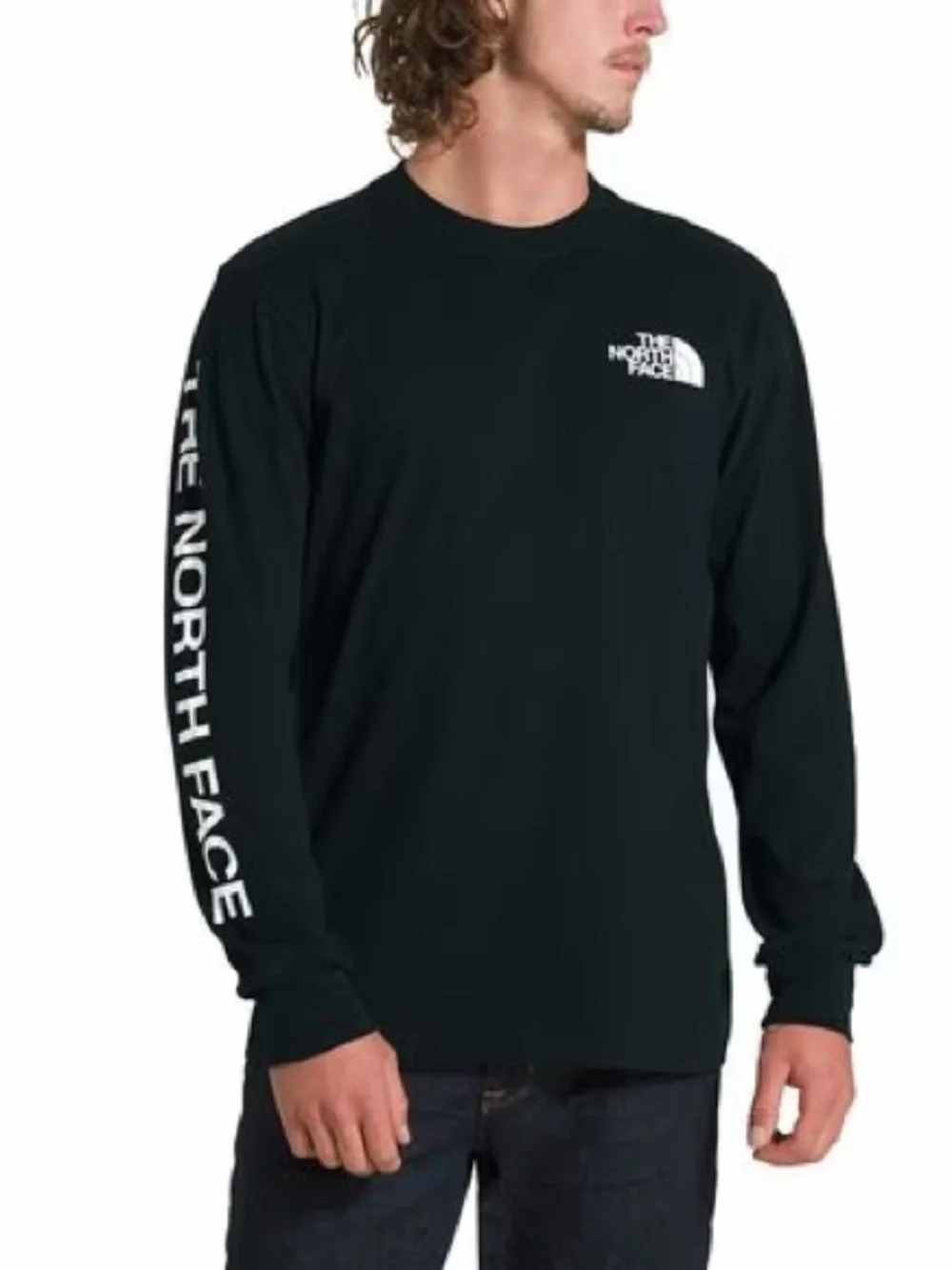 The North Face Black Logo Sleeve Graphic Long Sleeve Cotton Shirt M Activewear